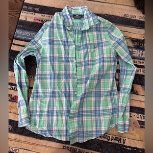 Vineyard Vines slim fit Tucker Blue and Green Plaid Shirt medium